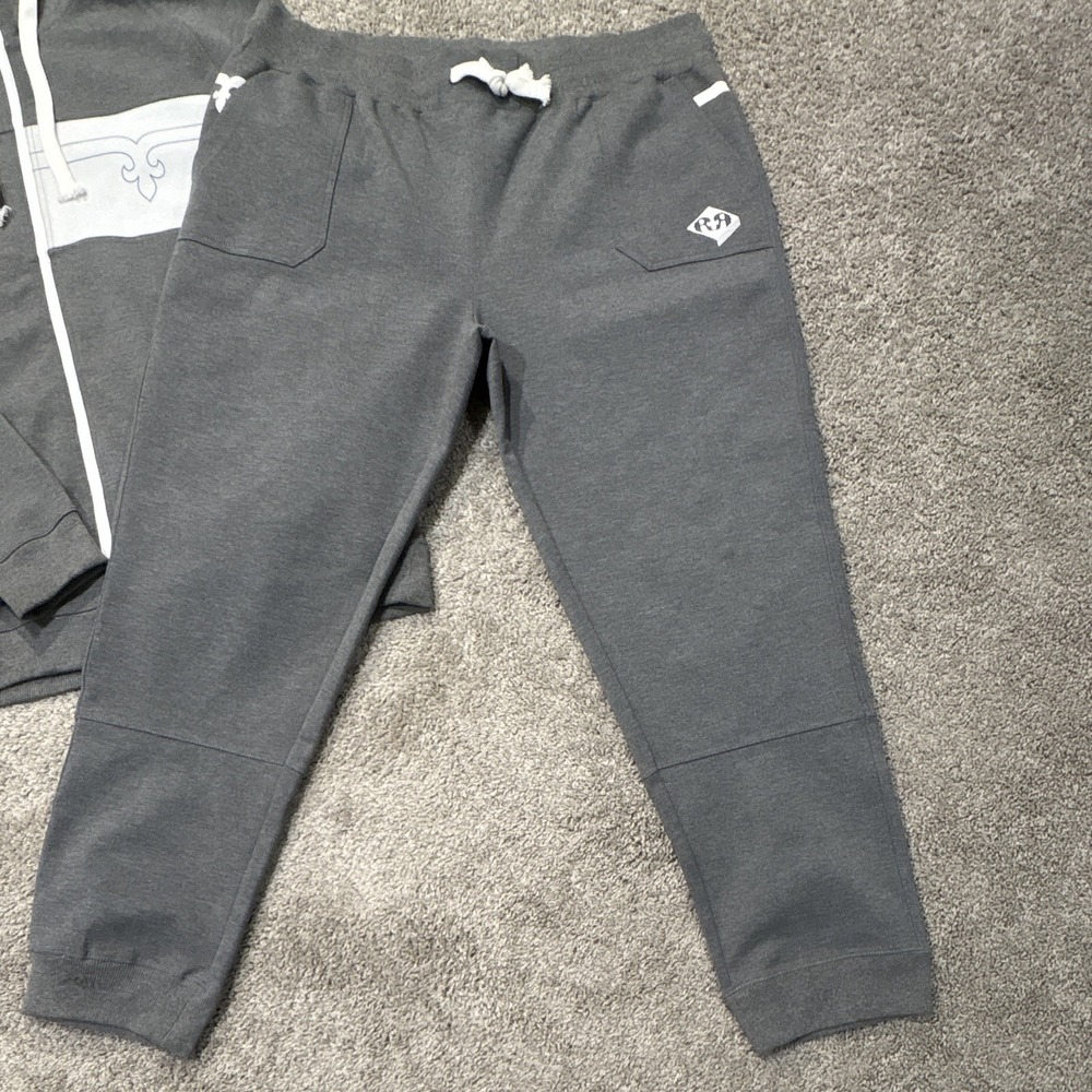 Rock Revival Men's 2XL Gray 2pc Zip Hoodie & Tapered Pants Set Pockets Logo - Picture 2 of 13